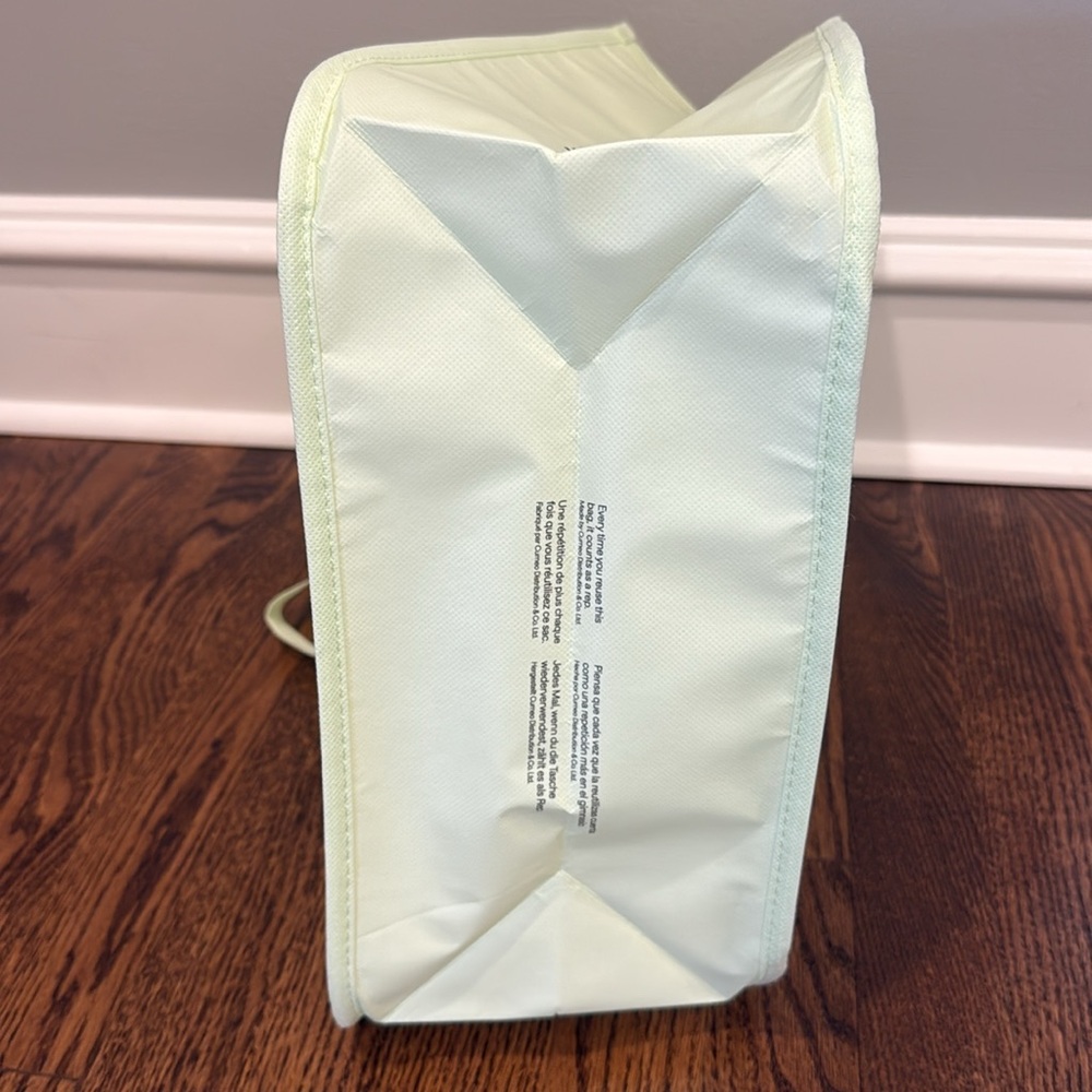 Lululemon Light Green Yellow Black Large Reusable Shopping Tote Bag - Picture 5 of 10
